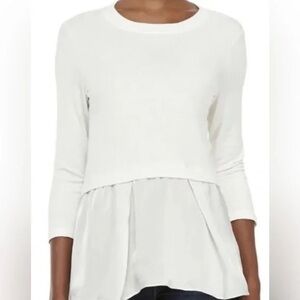 Rebecca Taylor Cream Peplum Blouse with 3/4 Sleeves